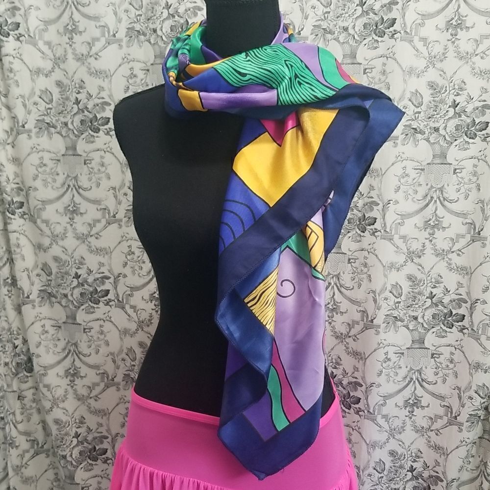 Square Picasso style Scarf Vintage 34x34"